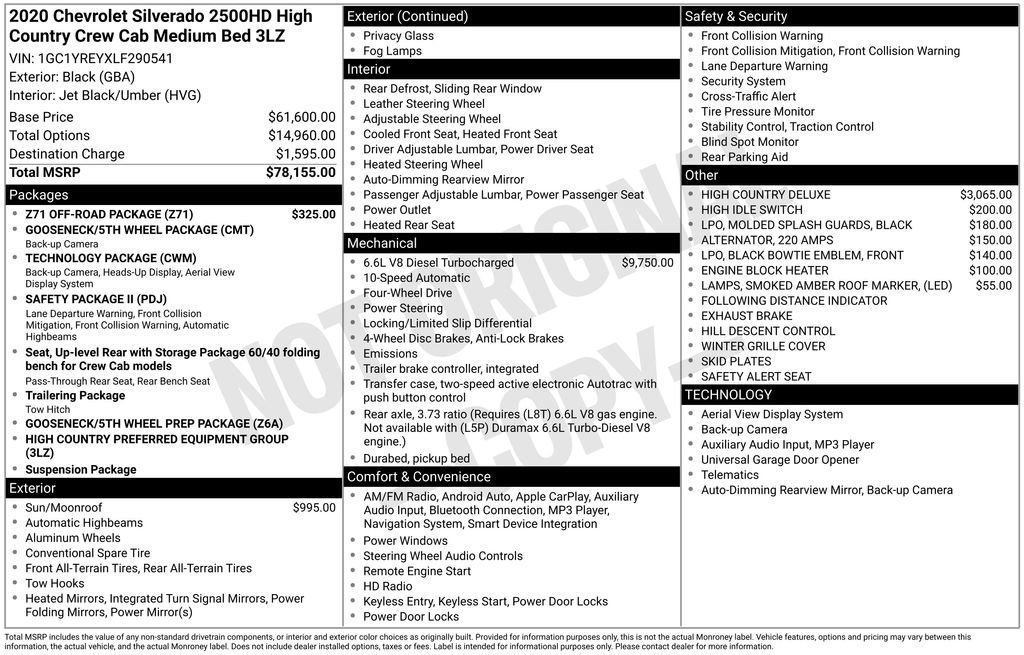 Used 2020 Chevrolet Silverado 2500 High Country w/ Z71 Off-Road Package image 10