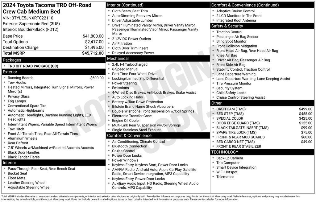 Used 2024 Toyota Tacoma TRD Off-Road AWD/4WD image 6