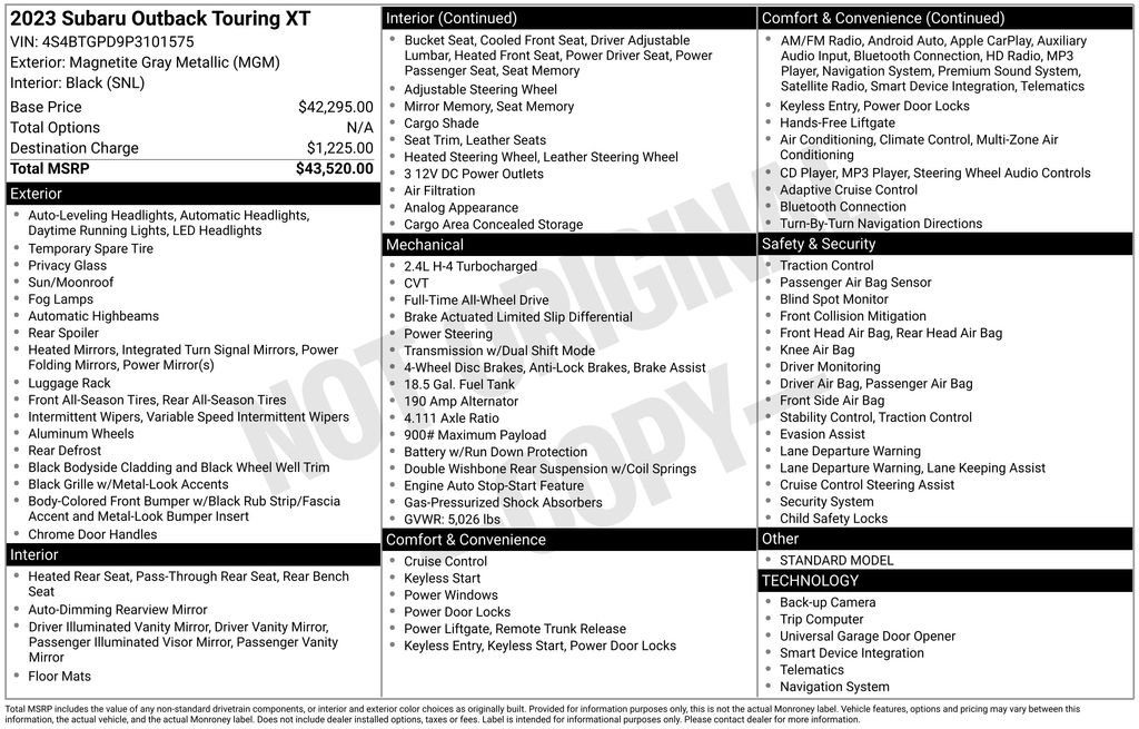 Used 2023 Subaru Outback Touring XT image 35