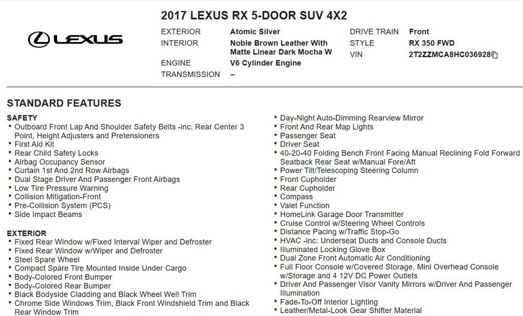 Used 2017 Lexus RX 350 FWD image 17