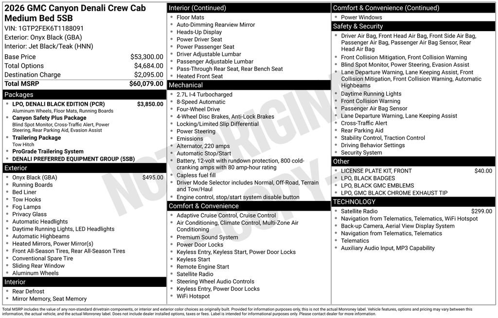 New 2026 GMC Canyon Denali w/ LPO, Denali Black Edition AWD/4WD image 49