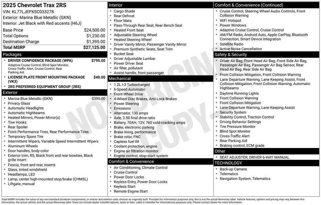 Used 2025 Chevrolet Trax RS w/ Driver Confidence Package FWD image 8