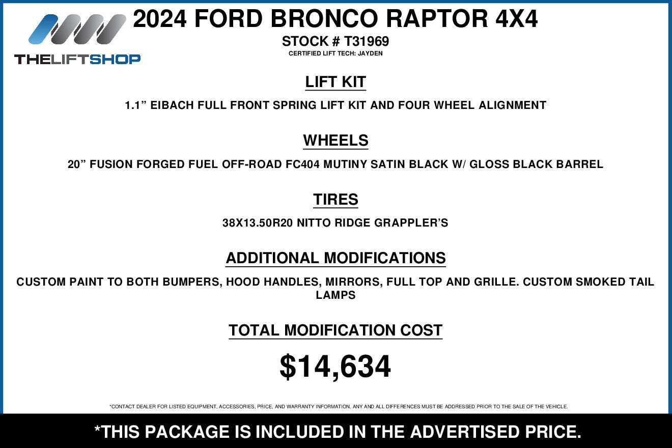 Used 2024 Ford Bronco Raptor w/ Interior Carbon Fiber Pack 6 image 2