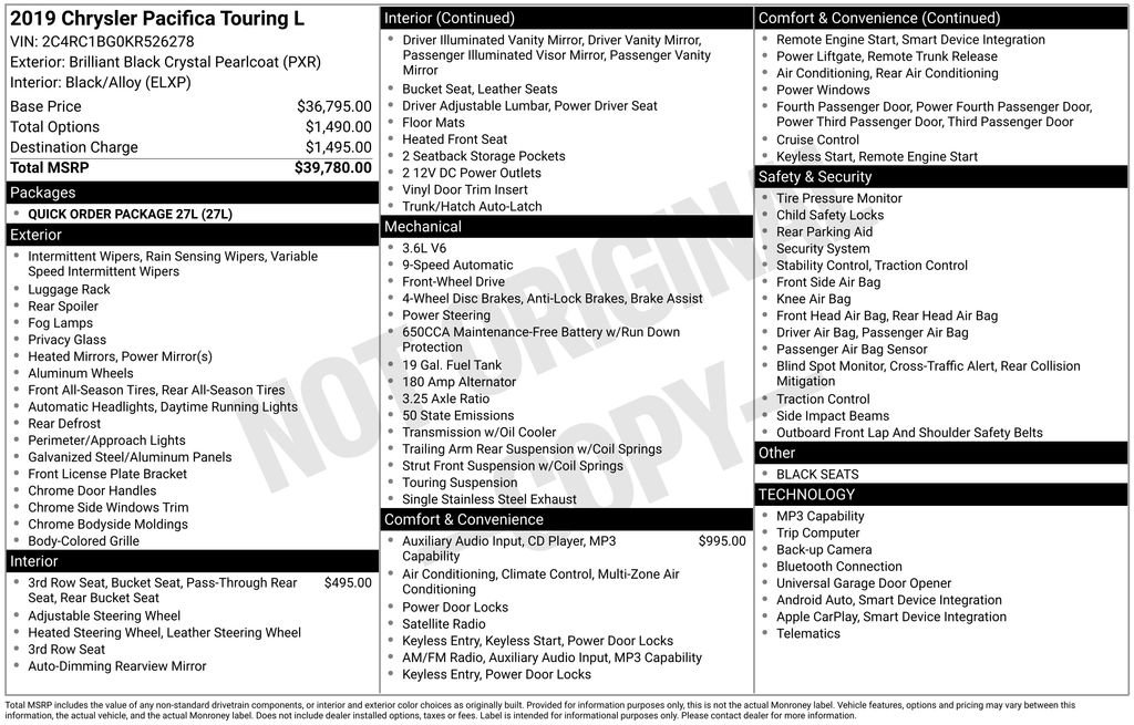 Used 2019 Chrysler Pacifica Touring-L image 3