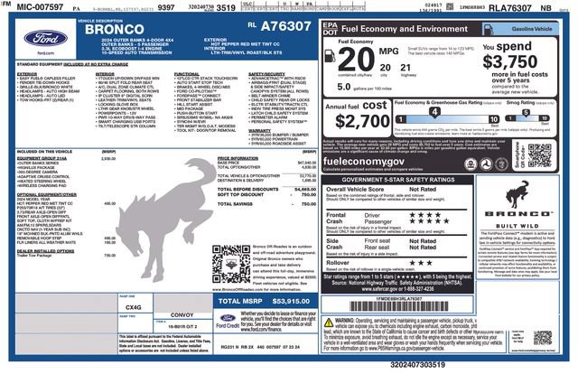 Used 2024 Ford Bronco Outer Banks AWD/4WD image 12