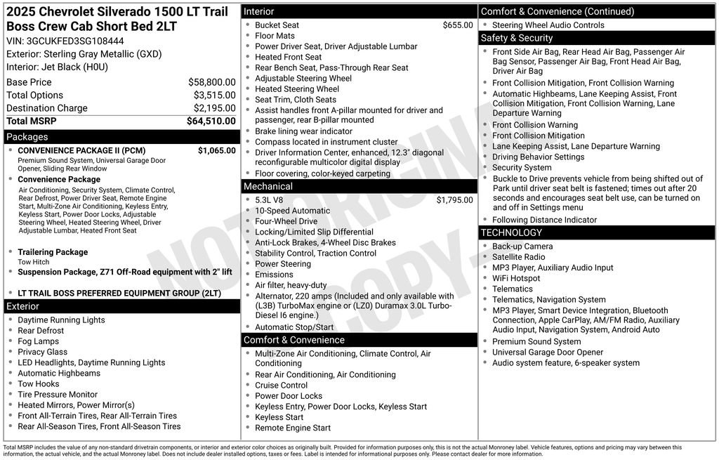 Used 2025 Chevrolet Silverado 1500 LT Trail Boss w/ Convenience Package II AWD/4WD image 42