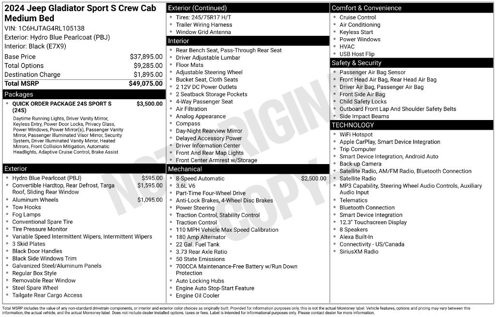 Used 2024 Jeep Gladiator Sport AWD/4WD image 17