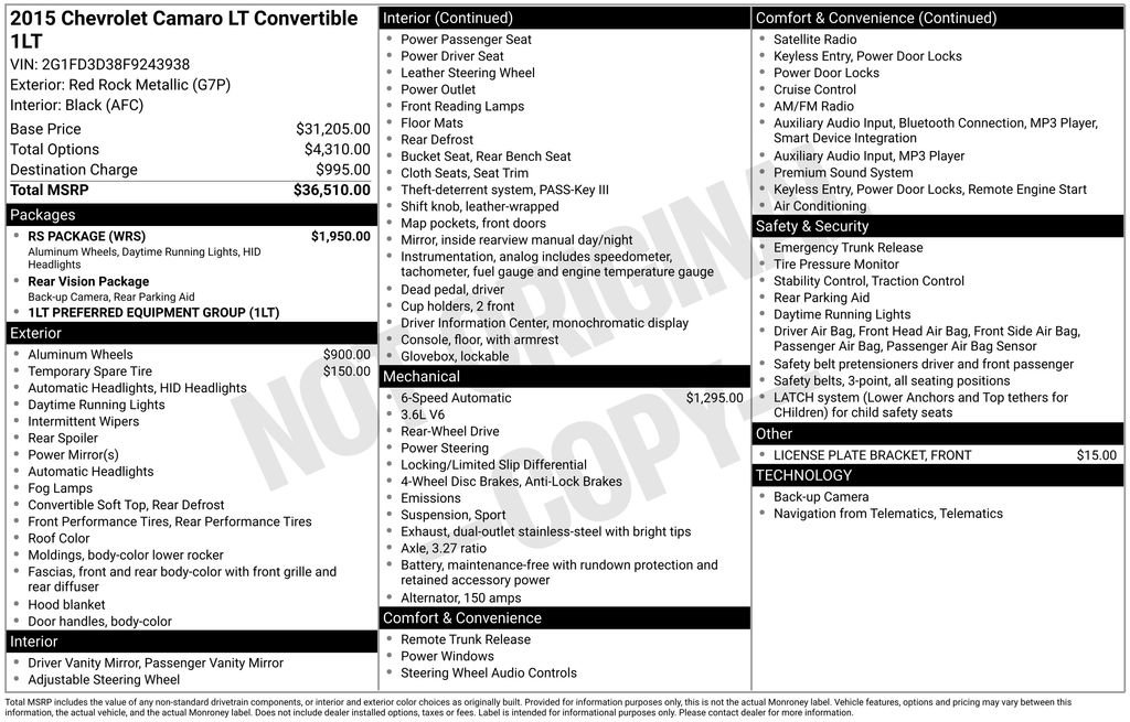 Used 2015 Chevrolet Camaro LT w/ RS Package image 22