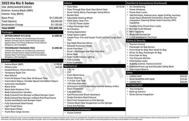 Certified 2023 Kia Rio S w/ Technology Package FWD image 15