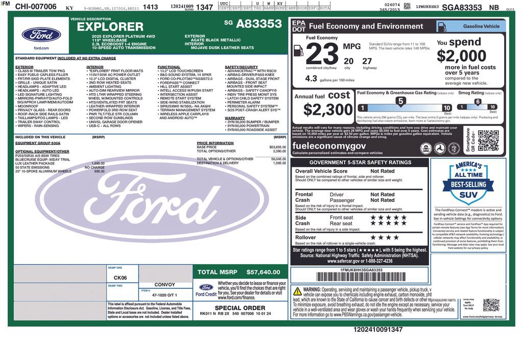 Used 2025 Ford Explorer Platinum w/ LUX Leather Package AWD/4WD image 32