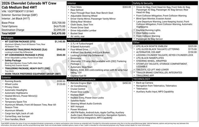 New 2026 Chevrolet Colorado W/T w/ WT Custom Package AWD/4WD image 5