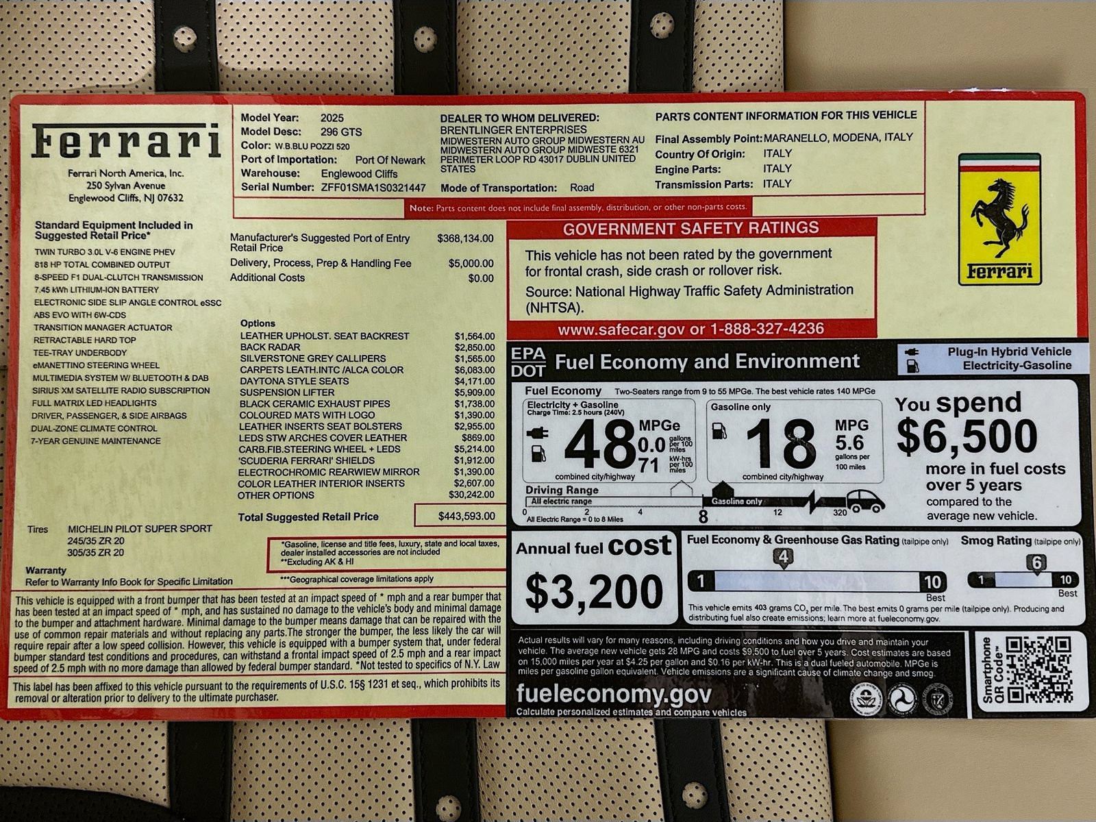 Used 2025 Ferrari 296 GTS RWD image 46