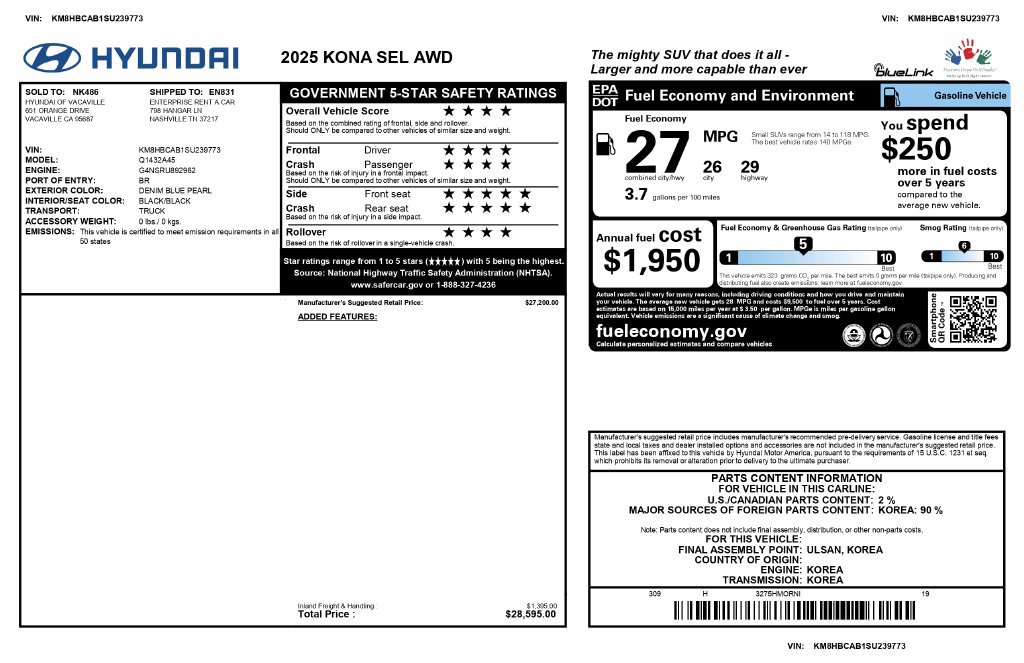 Used 2025 Hyundai Kona SEL AWD/4WD image 6