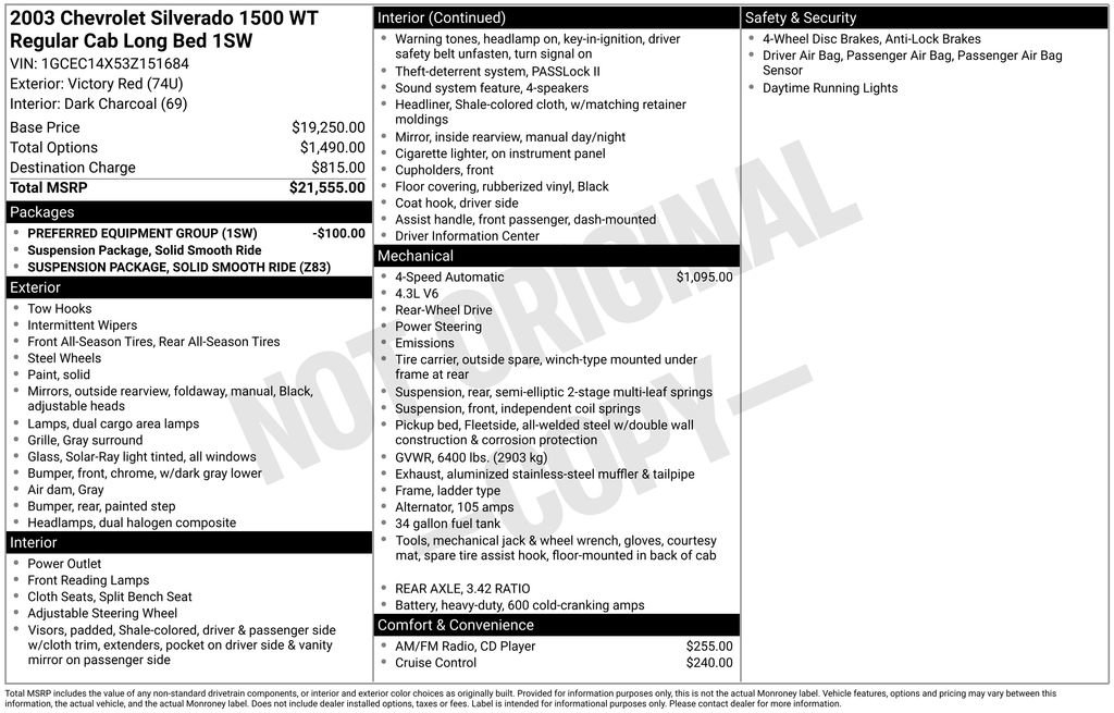Used 2003 Chevrolet Silverado 1500 W/T RWD image 27