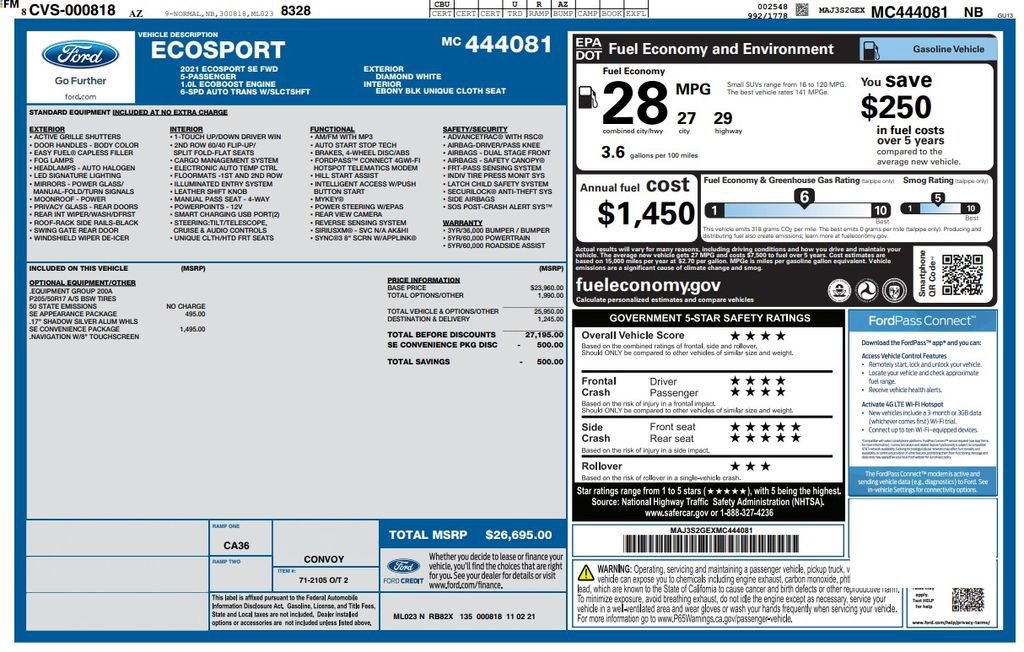 Used 2021 Ford EcoSport SE w/ SE Convenience Package FWD image 3
