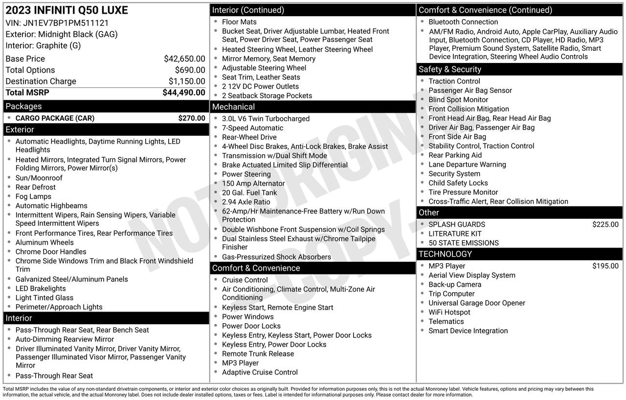 Certified 2023 INFINITI Q50 Luxe w/ Cargo Package image 33