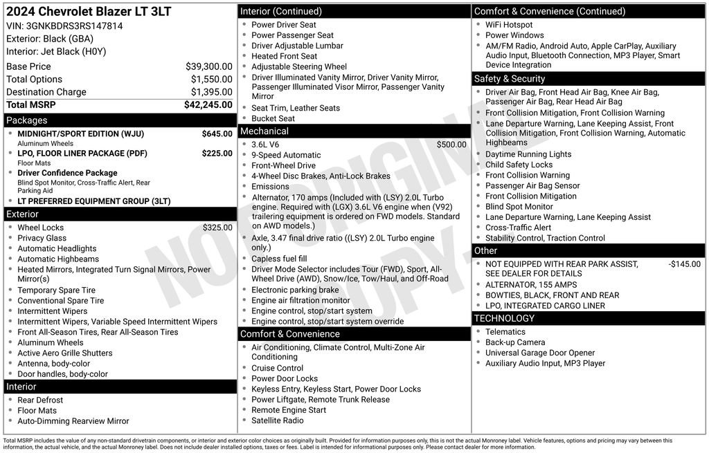 Used 2024 Chevrolet Blazer LT w/ Midnight/Sport Edition image 38