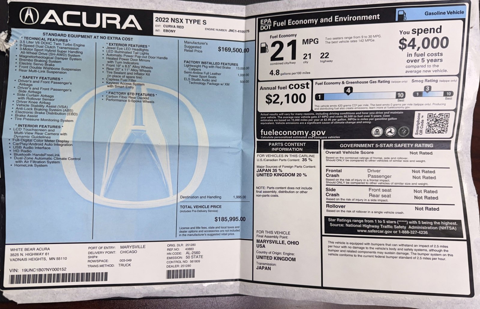 Used 2022 Acura NSX Type S image 50