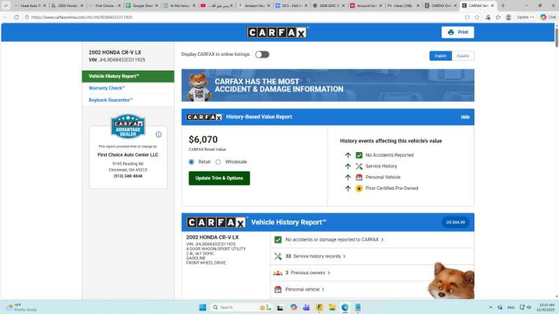 Used 2002 Honda CR-V LX image 2