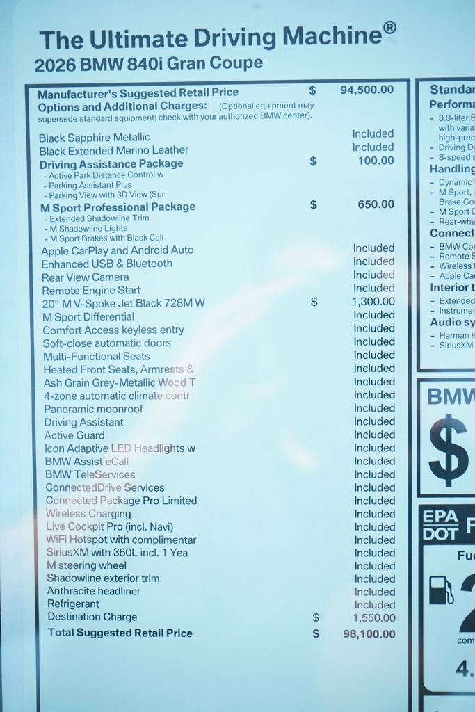 New 2026 BMW 840i w/ M Sport Professional Package image 8