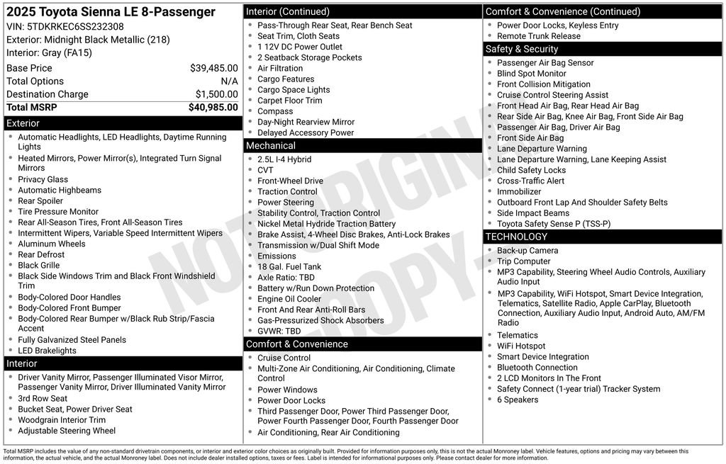 Used 2025 Toyota Sienna LE FWD image 3
