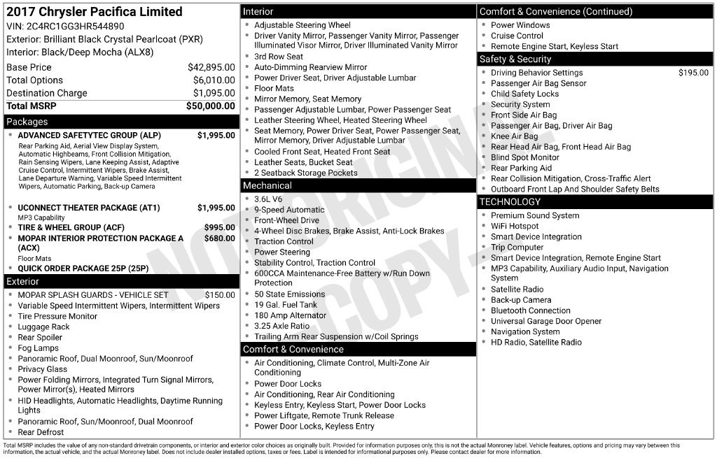 Used 2017 Chrysler Pacifica Limited w/ UConnect Theater Package FWD image 34