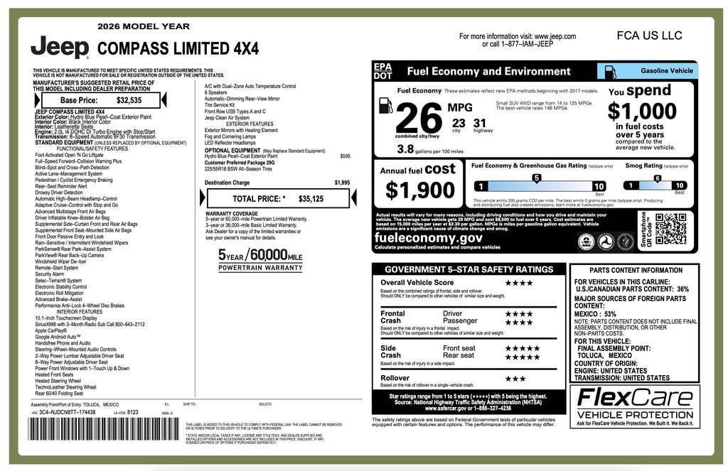Certified 2026 Jeep Compass Limited AWD/4WD image 2
