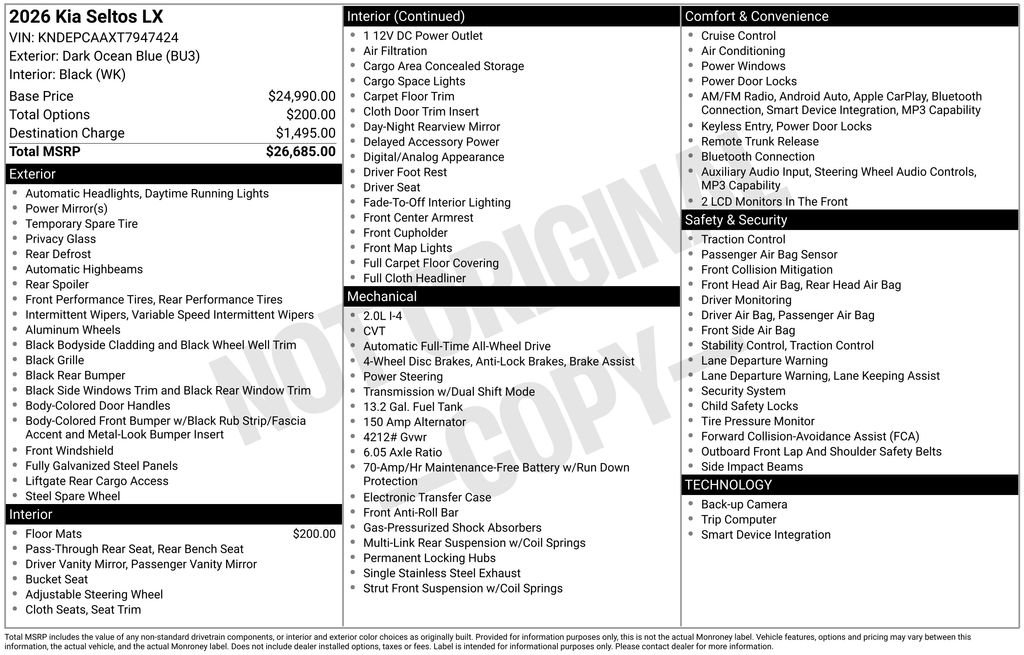 New 2026 Kia Seltos LX AWD/4WD image 26