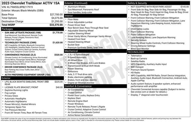 Used 2023 Chevrolet TrailBlazer ACTIV w/ Sun and Liftgate Package AWD/4WD image 12