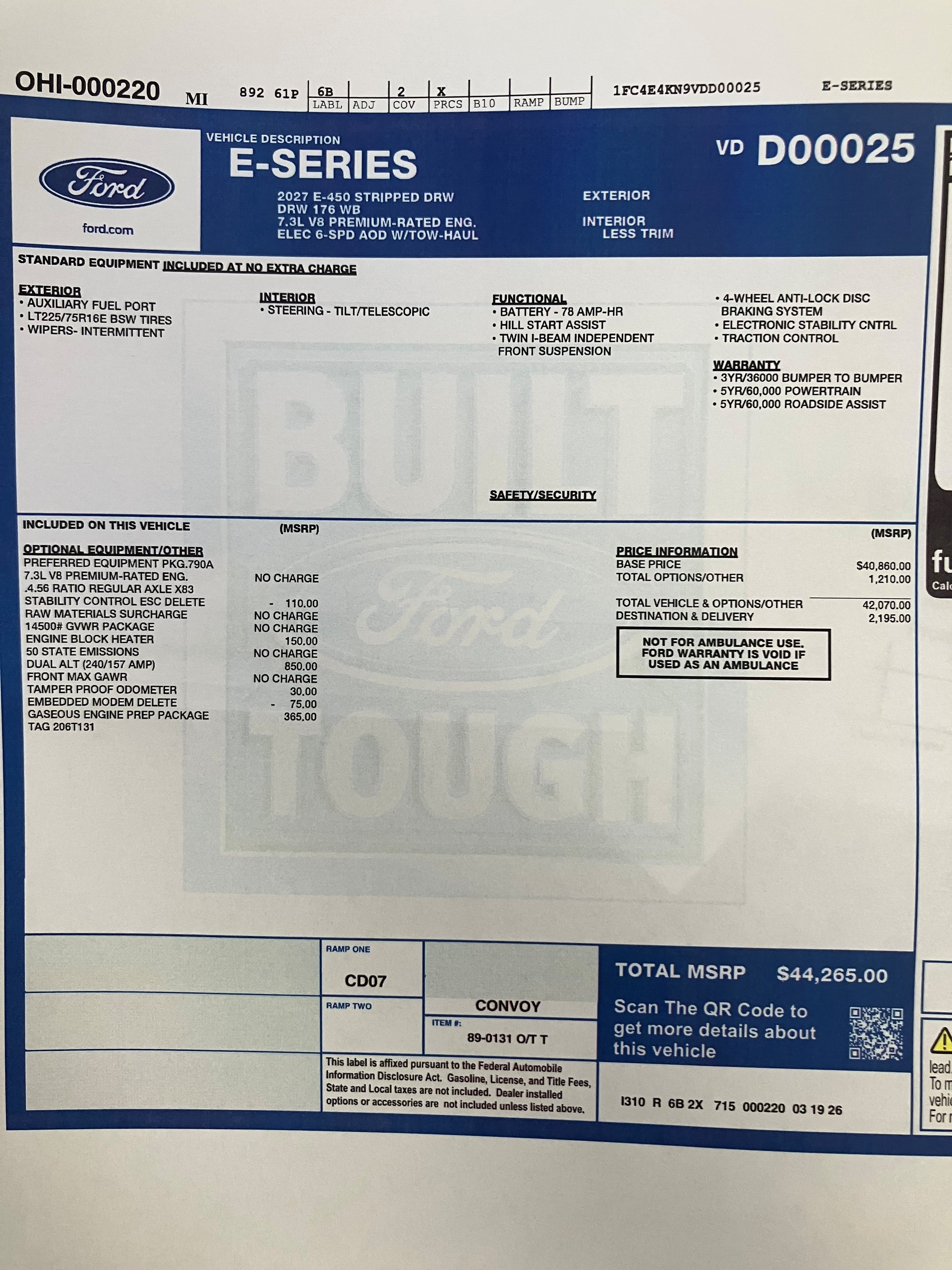 Used 2027 Ford E-450 and Econoline 450 Super Duty w/ Gaseous Engine Prep Package RWD image 5