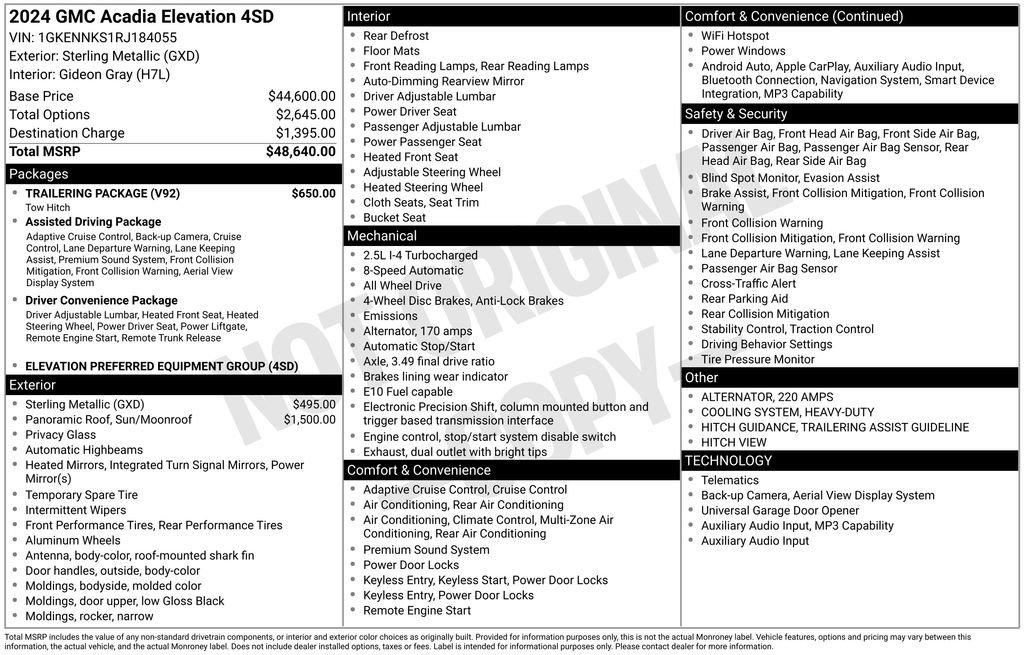 Certified 2024 GMC Acadia Elevation w/ Trailering Package image 6
