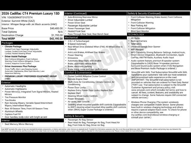 Used 2026 Cadillac CT4 Premium Luxury RWD image 34