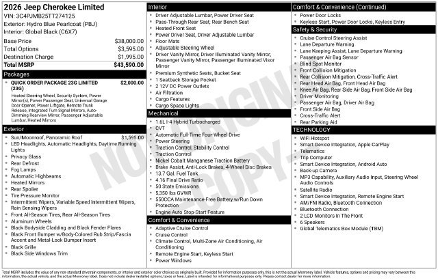New 2026 Jeep Cherokee Limited AWD/4WD image 2