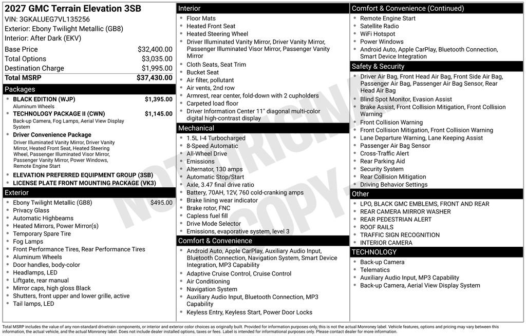 New 2027 GMC Terrain Elevation w/ Black Edition AWD/4WD image 5