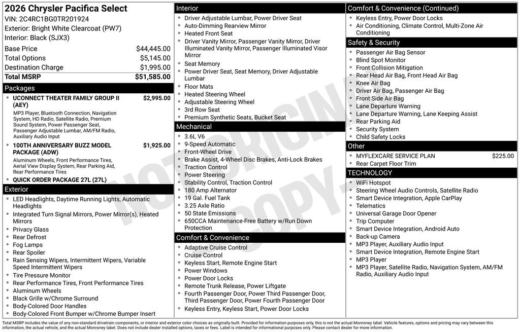 New 2026 Chrysler Pacifica Select FWD image 52