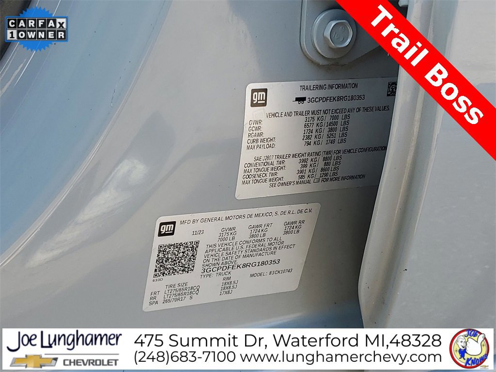 Certified 2024 Chevrolet Silverado 1500 LT Trail Boss w/ Protection Package image 33