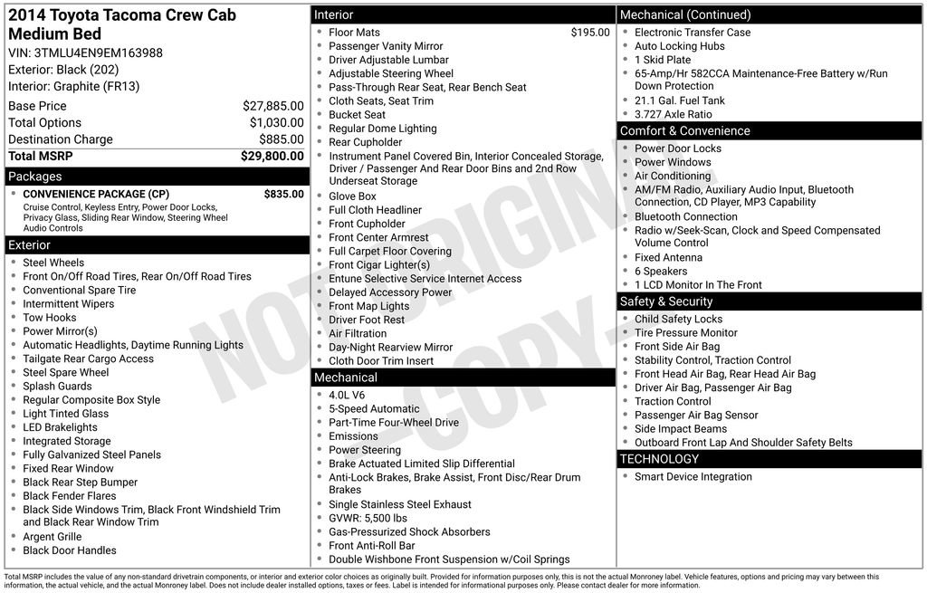 Used 2014 Toyota Tacoma 4x4 Double Cab w/ Convenience Package image 2