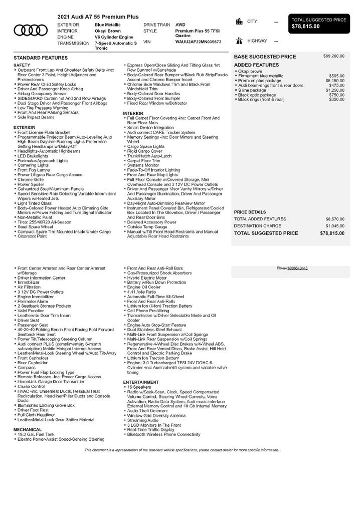 Used 2021 Audi A7 3.0T Premium Plus w/ Premium Plus image 3