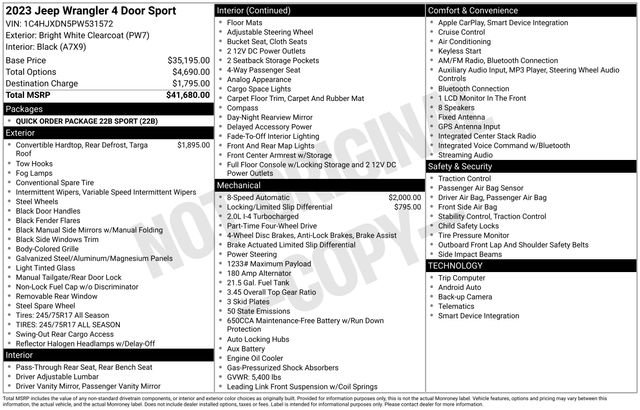 Used 2023 Jeep Wrangler Sport image 3