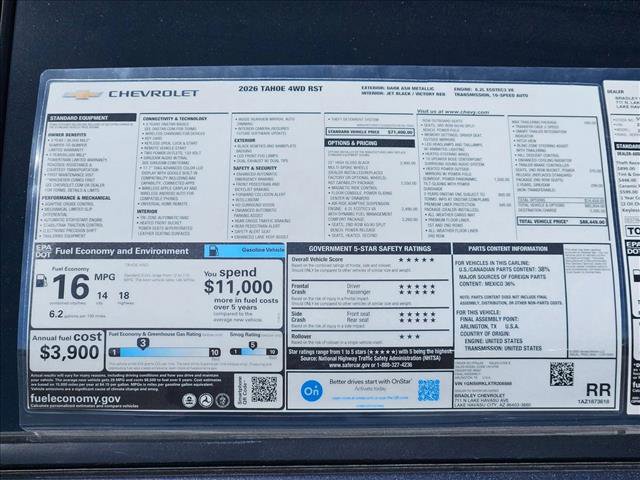 New 2026 Chevrolet Tahoe RST w/ RST Capability Package AWD/4WD image 18