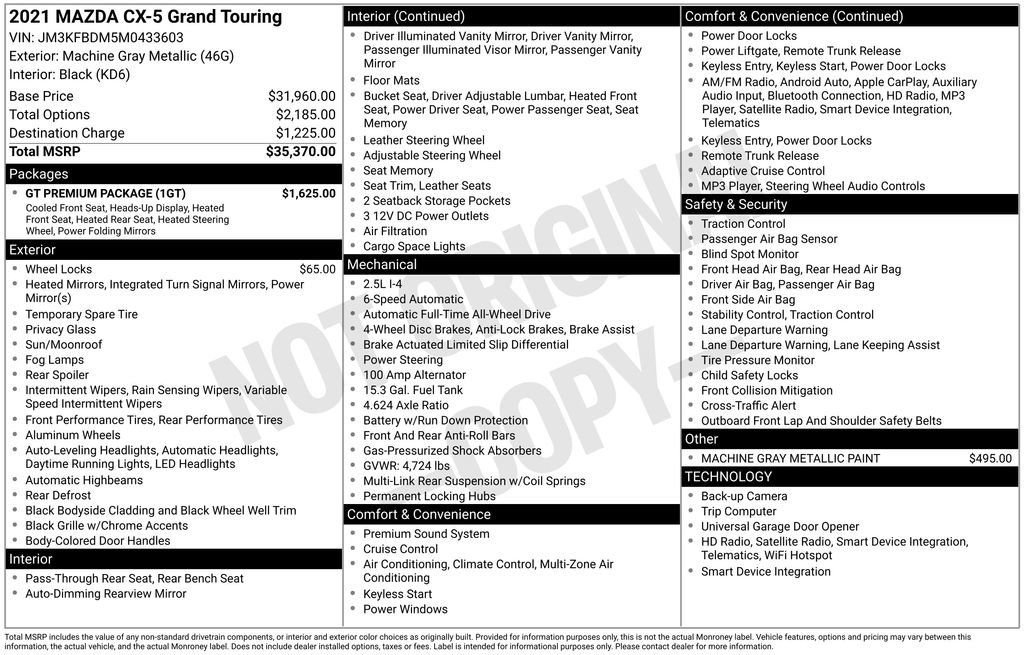 Used 2021 MAZDA CX-5 Grand Touring w/ GT Premium Package image 11