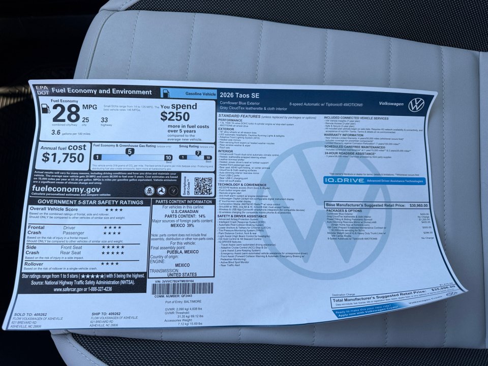 New 2026 Volkswagen Taos SE AWD/4WD image 33
