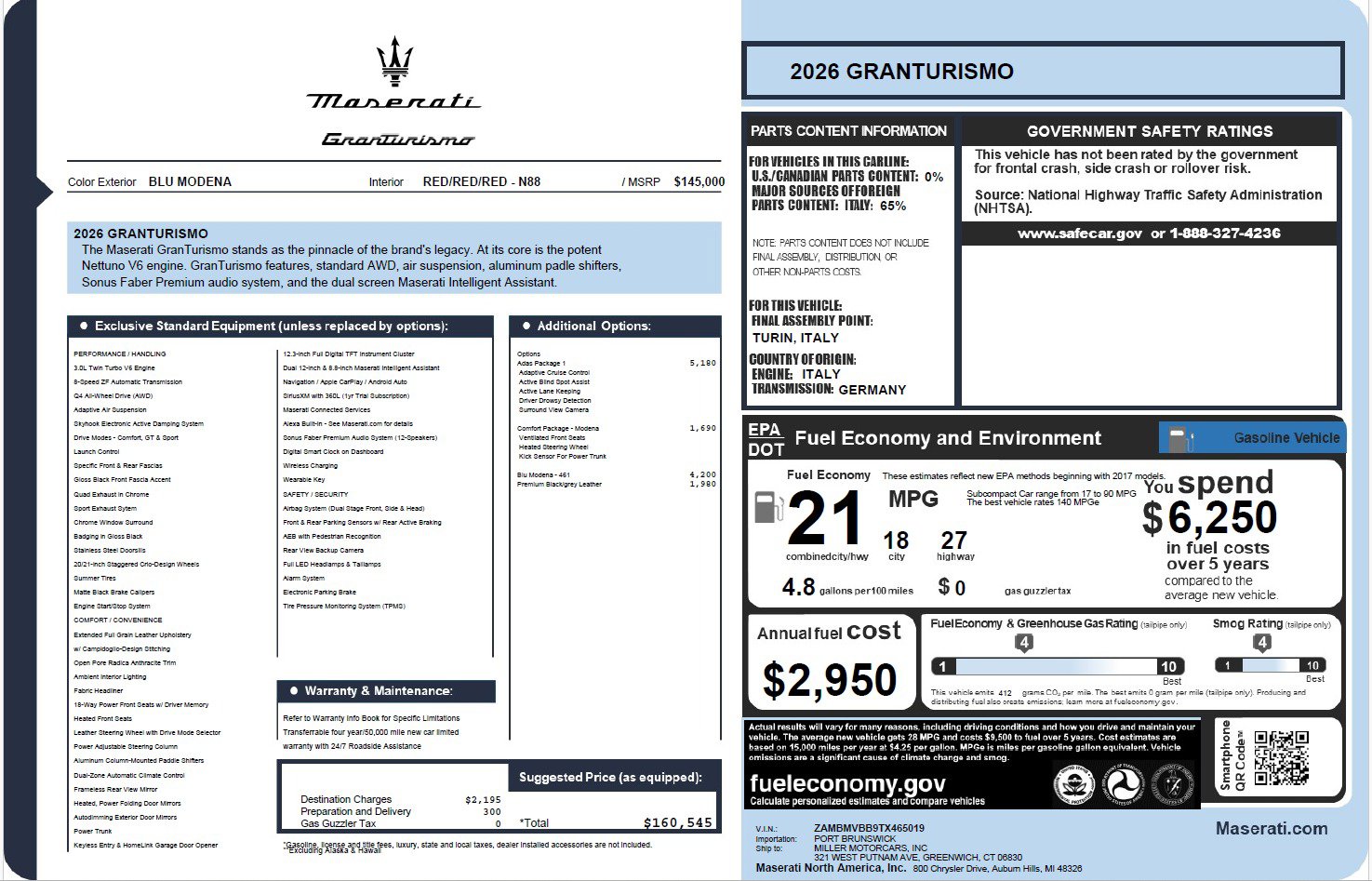 New 2026 Maserati GranTurismo Modena AWD/4WD image 25
