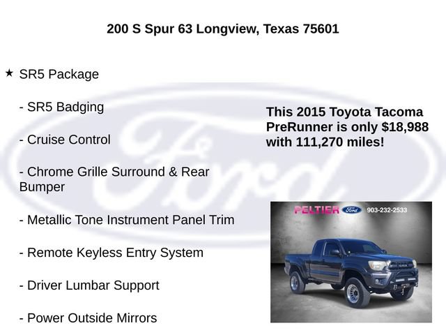 Used 2015 Toyota Tacoma PreRunner w/ SR5 Package RWD image 5
