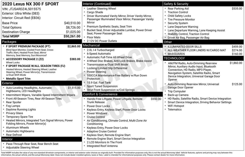 Used 2020 Lexus NX 300 F Sport w/ F Sport Premium Package image 23