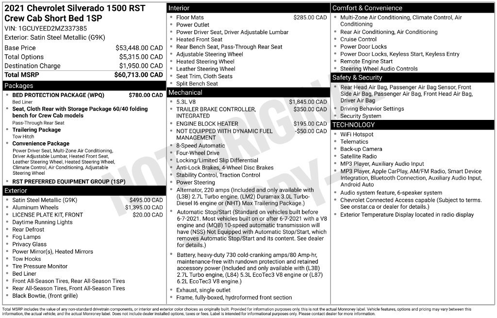 Used 2021 Chevrolet Silverado 1500 RST w/ Bed Protection Package AWD/4WD image 2