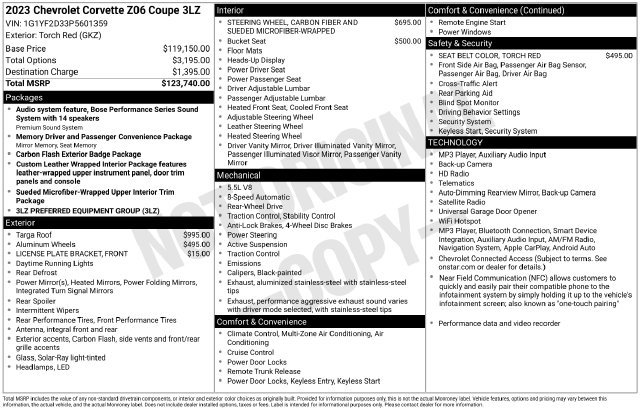 Used 2023 Chevrolet Corvette Z06 RWD image 31