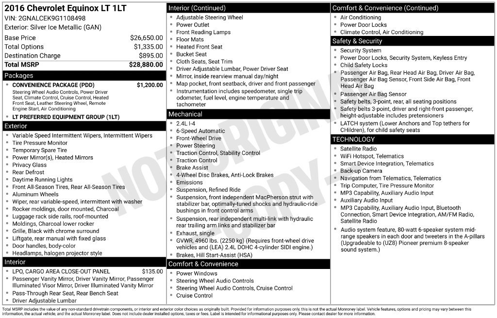 Used 2016 Chevrolet Equinox LT w/ Convenience Package FWD image 34