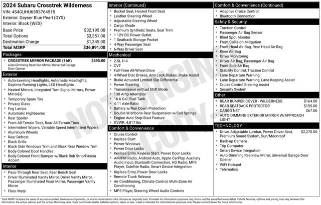 Used 2024 Subaru Crosstrek 2.5i Wilderness w/ Crosstrek Mirror Package image 5