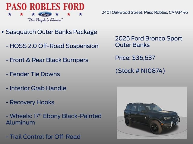 New 2025 Ford Bronco Sport Outer Banks w/ Sasquatch Outer Banks Package AWD/4WD image 12